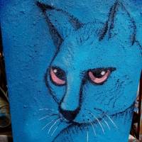 Gato azul de perfil
